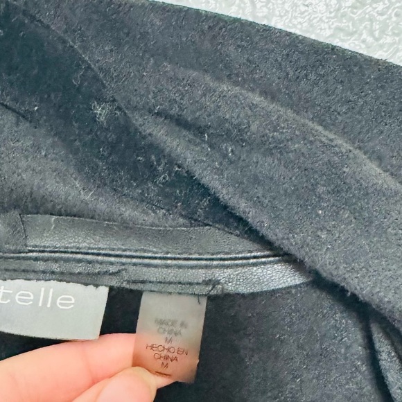 bagatelle black draped faux leather jacket - size M - Picture 3 of 7